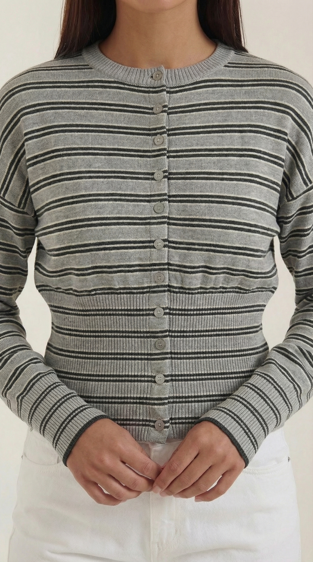 Cardigan lavorato a maglia con motivo a righe