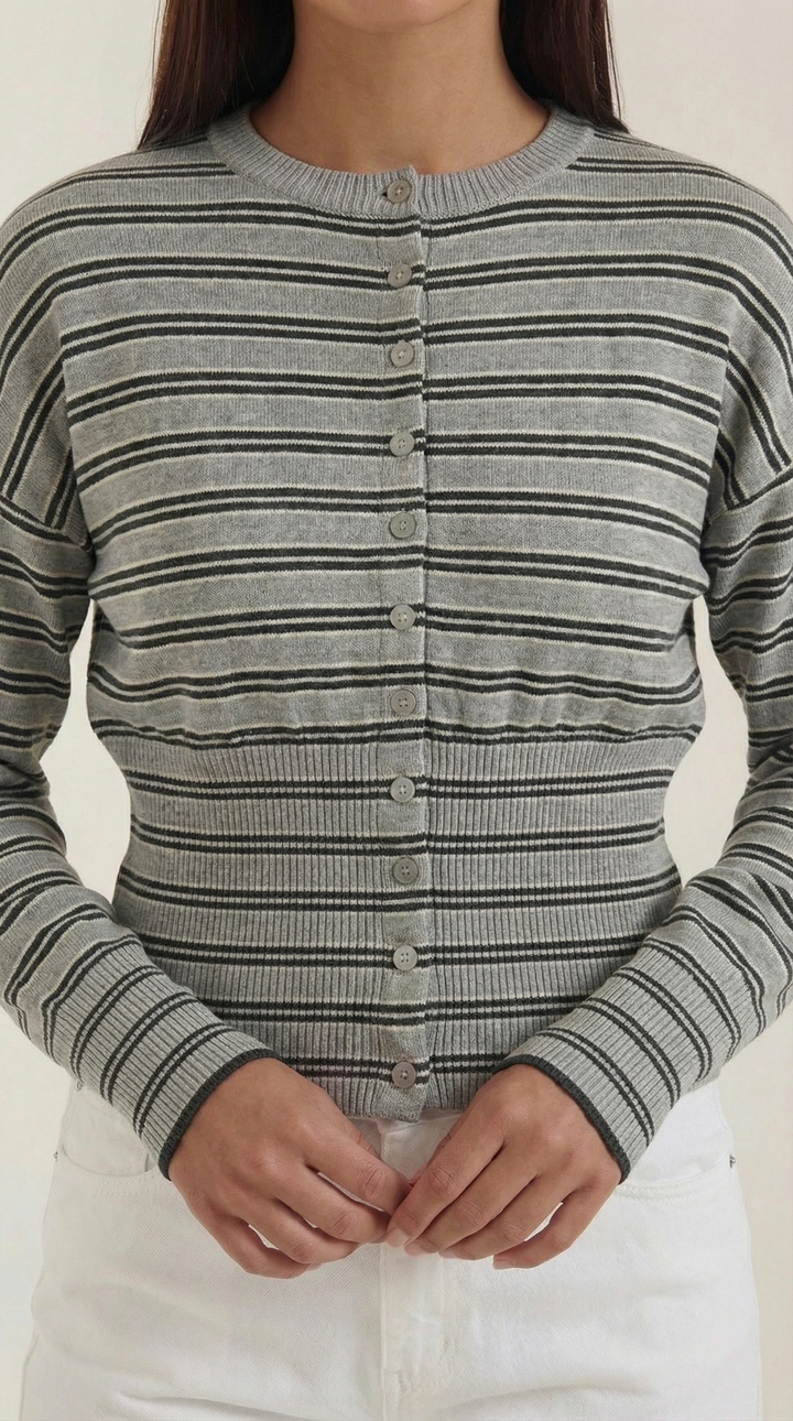 Cardigan lavorato a maglia con motivo a righe