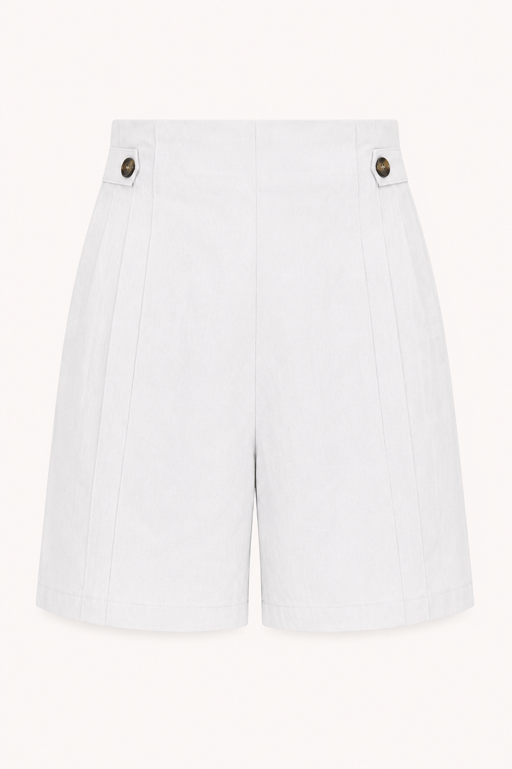 Pantaloni corti con vita alta e bottoni laterali