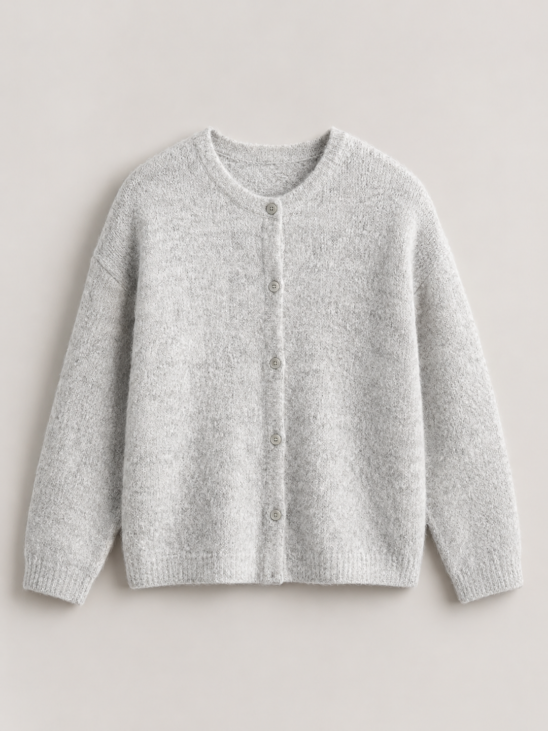 Cardigan lavorato a maglia con scollatura rotonda e bottoni davanti