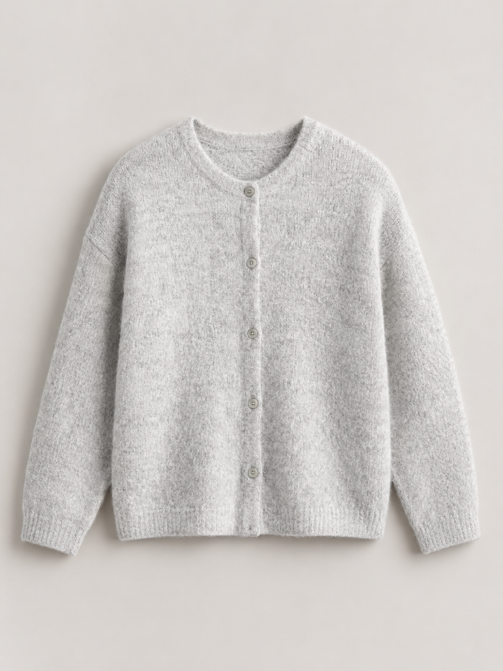 Cardigan lavorato a maglia con scollatura rotonda e bottoni davanti