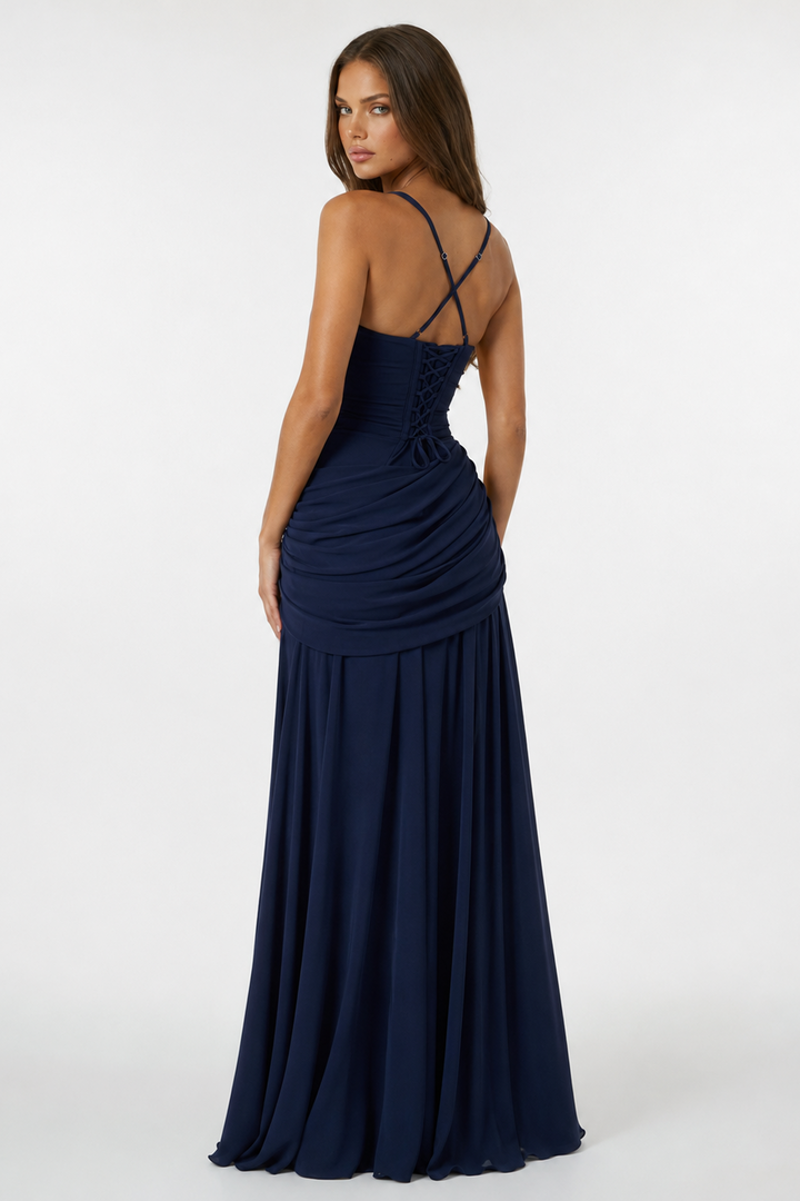 Vera | Maxi abito con scollatura quadrata arricciata
