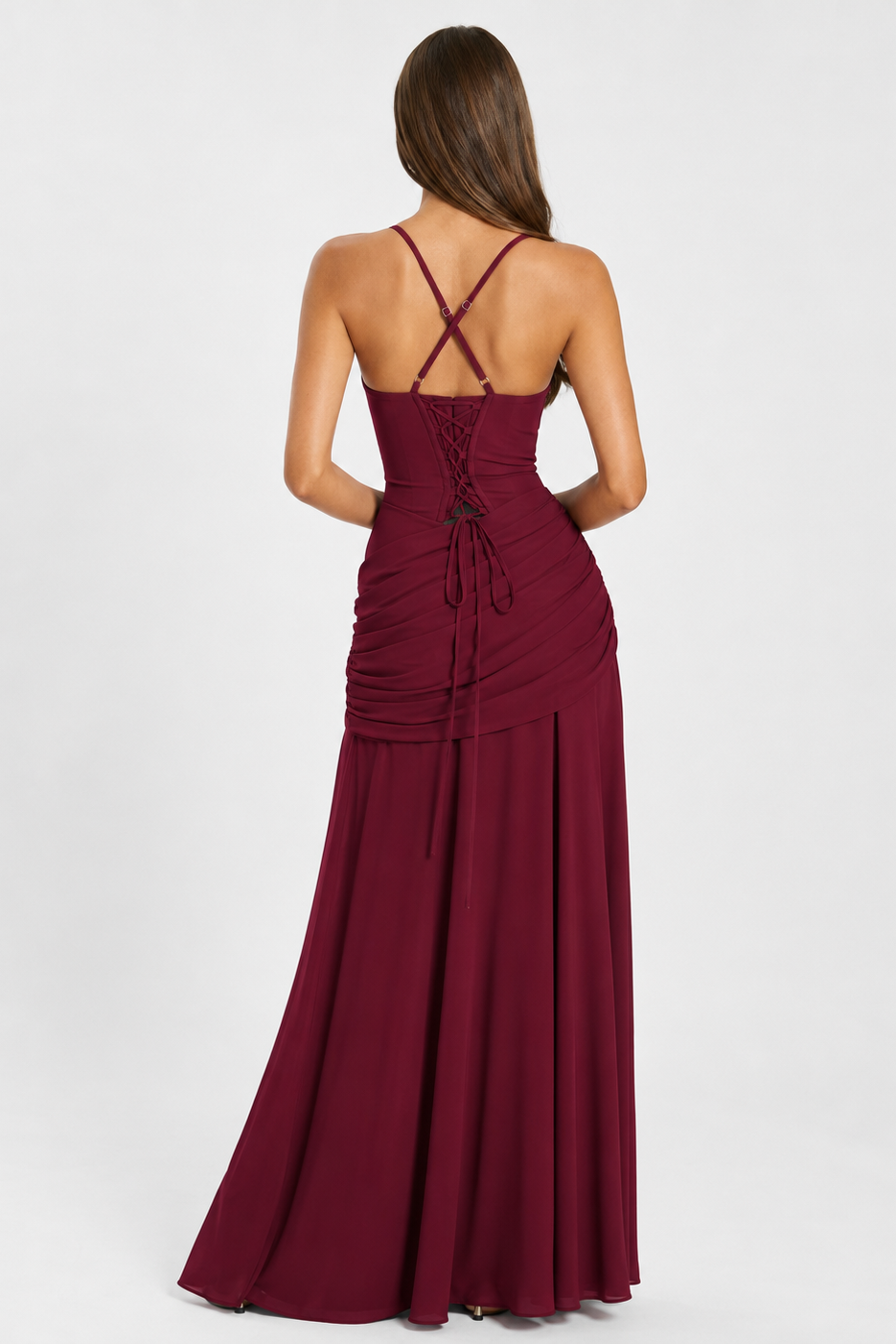 Vera | Maxi abito con scollo quadrato arricciato