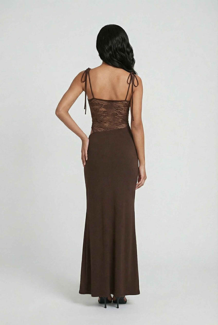 Lujza | Abito maxi color cioccolato