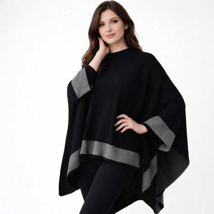 Poncho elegante in misto lana con taglio morbido