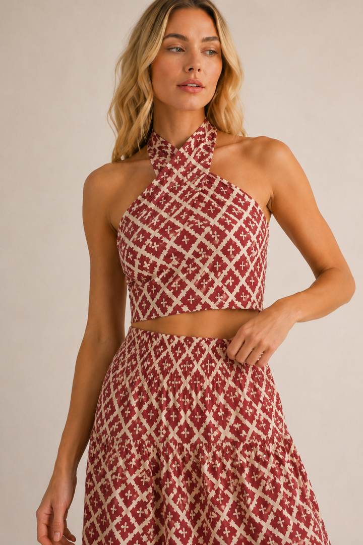 Darina | Completo stampato con top e gonna