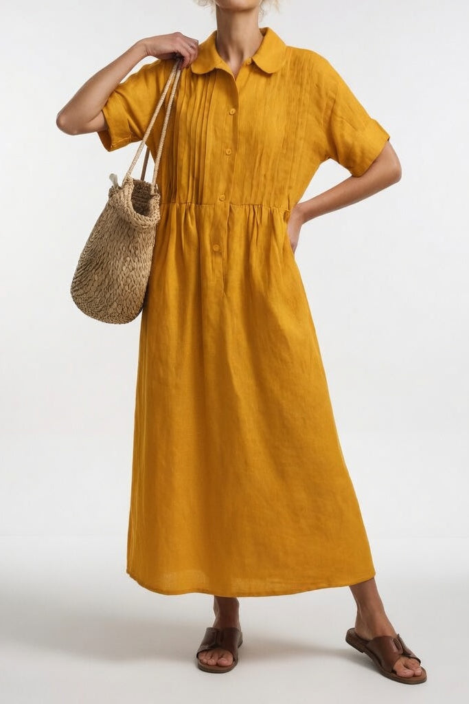 Klaudia | Abito camicia in lino e cotone dal taglio morbido