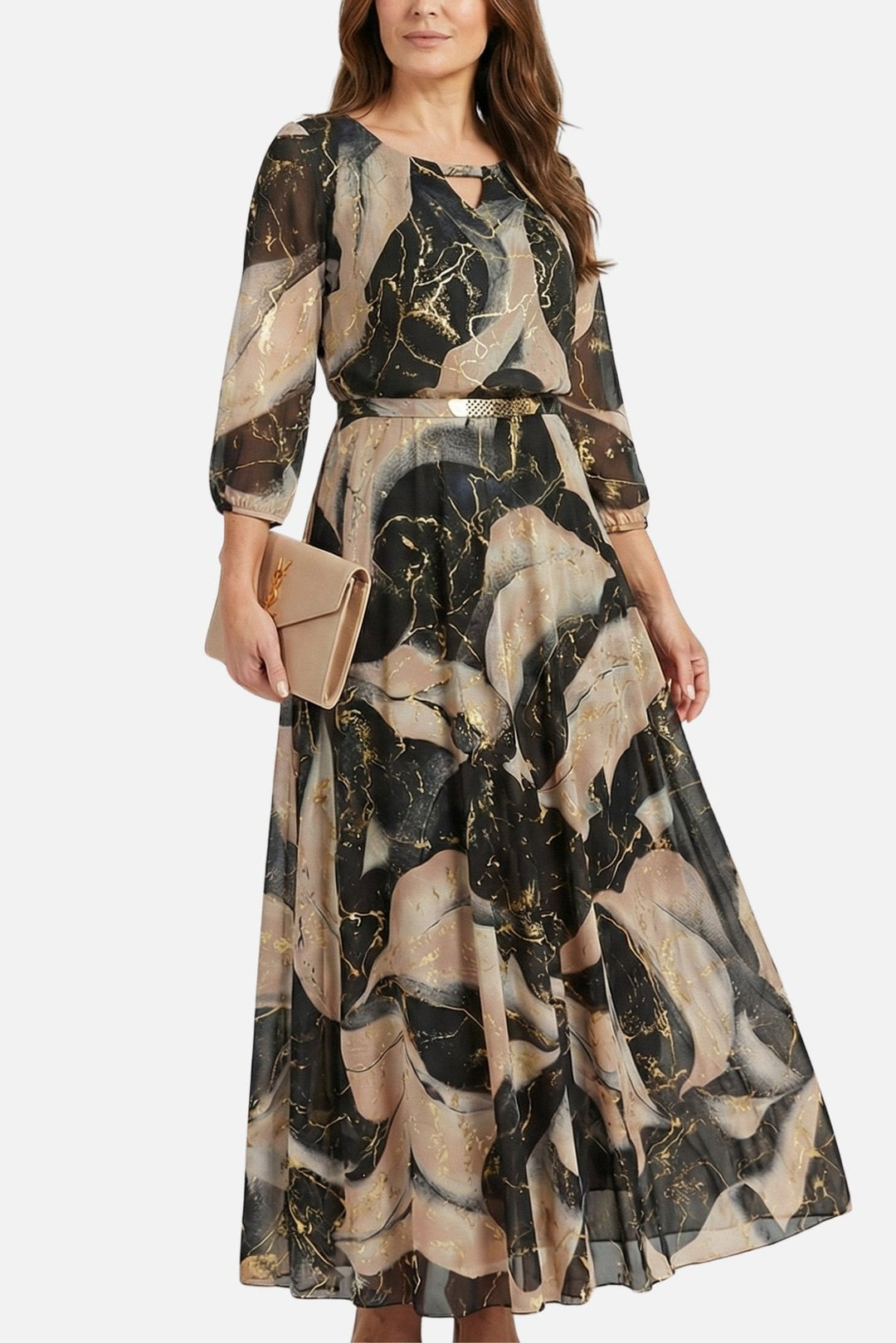 Bianka | Abito maxi leggero con cintura elastica e scollatura a V
