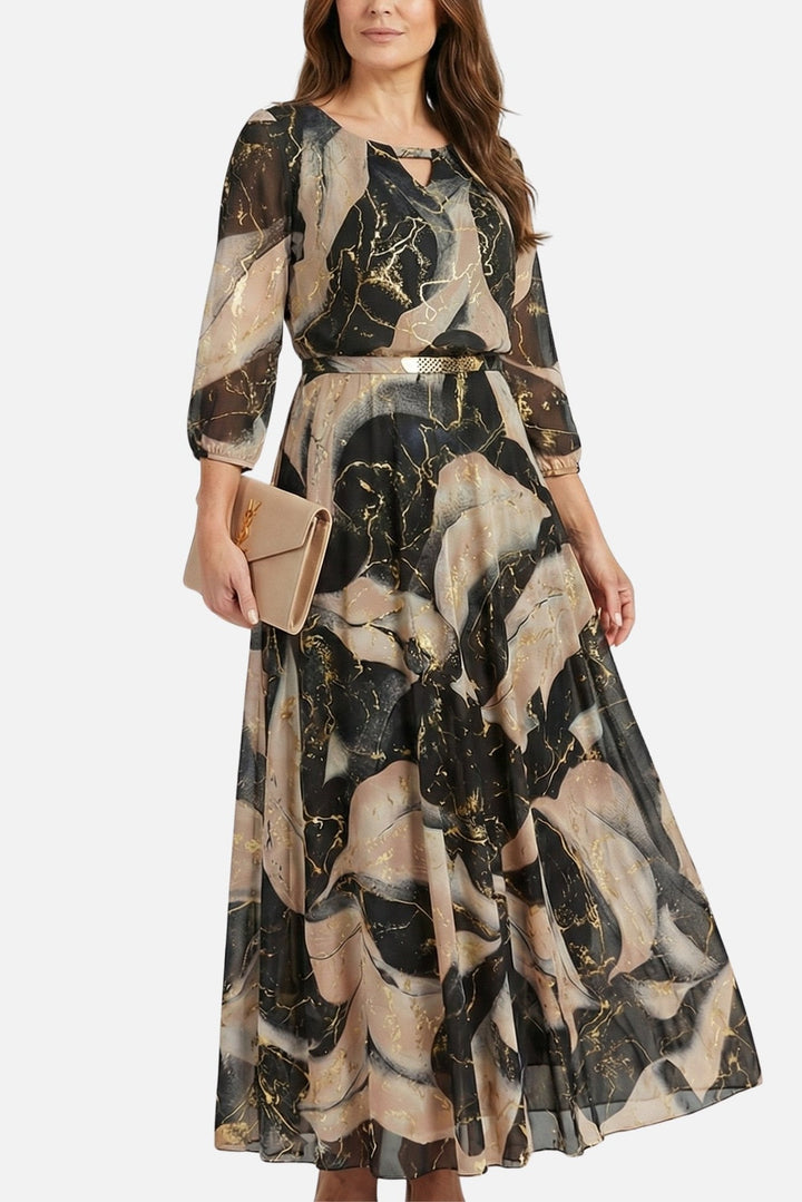 Bianka | Abito maxi leggero con cintura elastica e scollatura a V