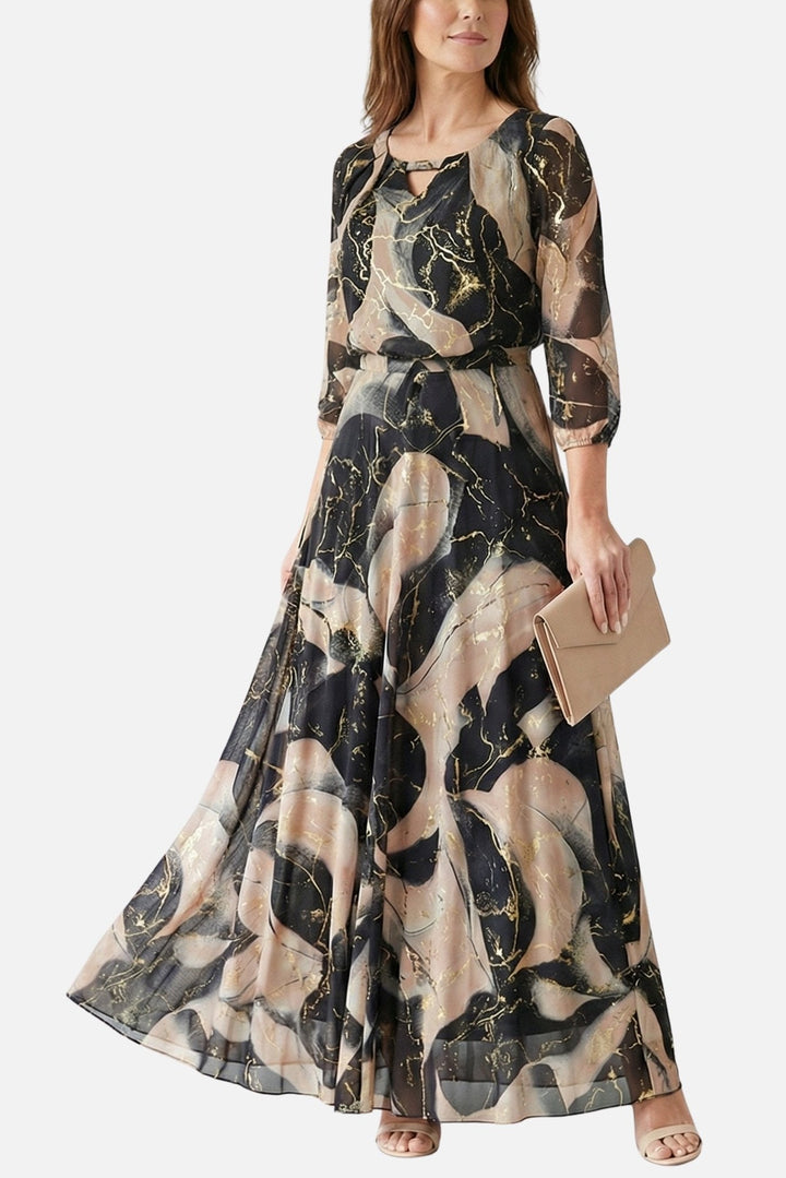 Bianka | Abito maxi leggero con cintura elastica e scollatura a V