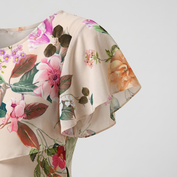 Viola | Abito midi floreale leggero con volant