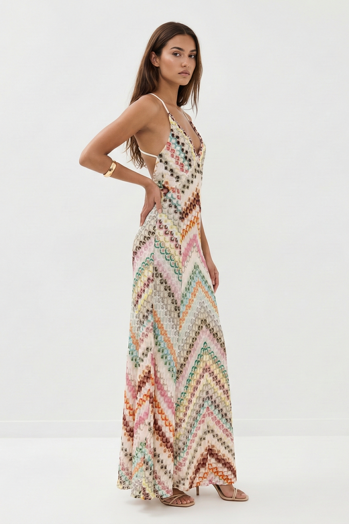 Adrianka | Abito maxi a righe con texture