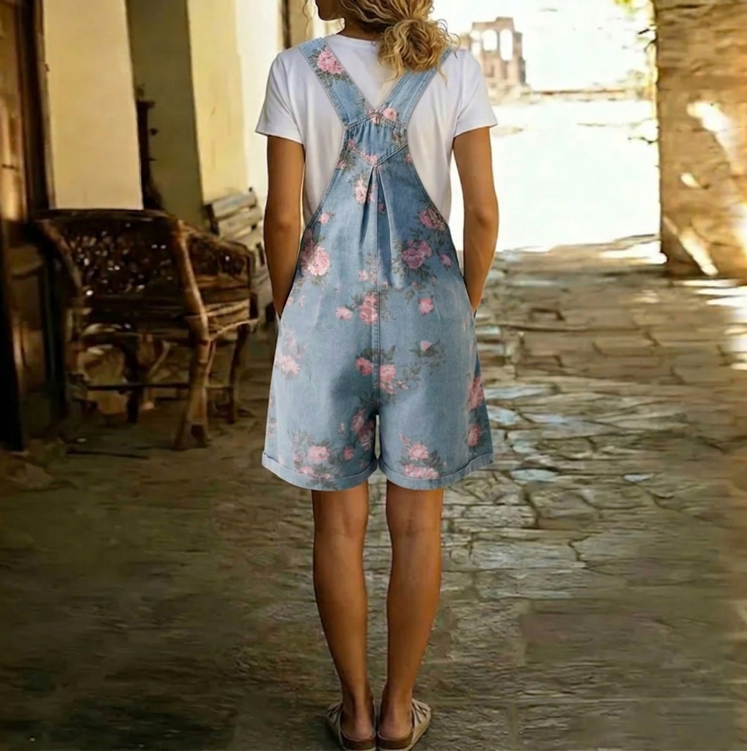 Zofia | Tuta floreale in jeans