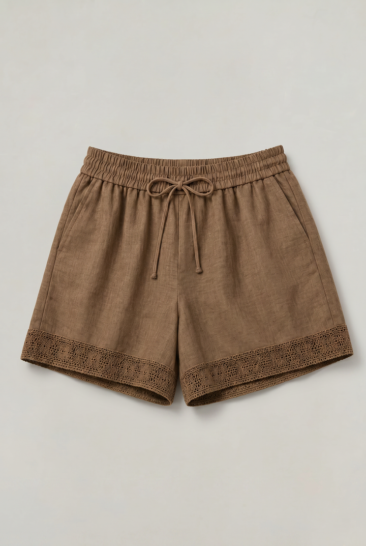 Shorts da donna con bordo in pizzo e cordoncino