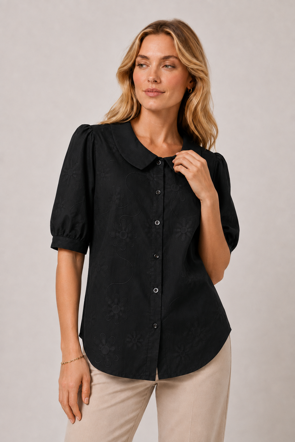 Blusa floreale con maniche 3/4
