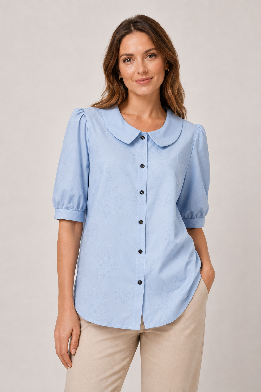 Blusa floreale con maniche 3/4