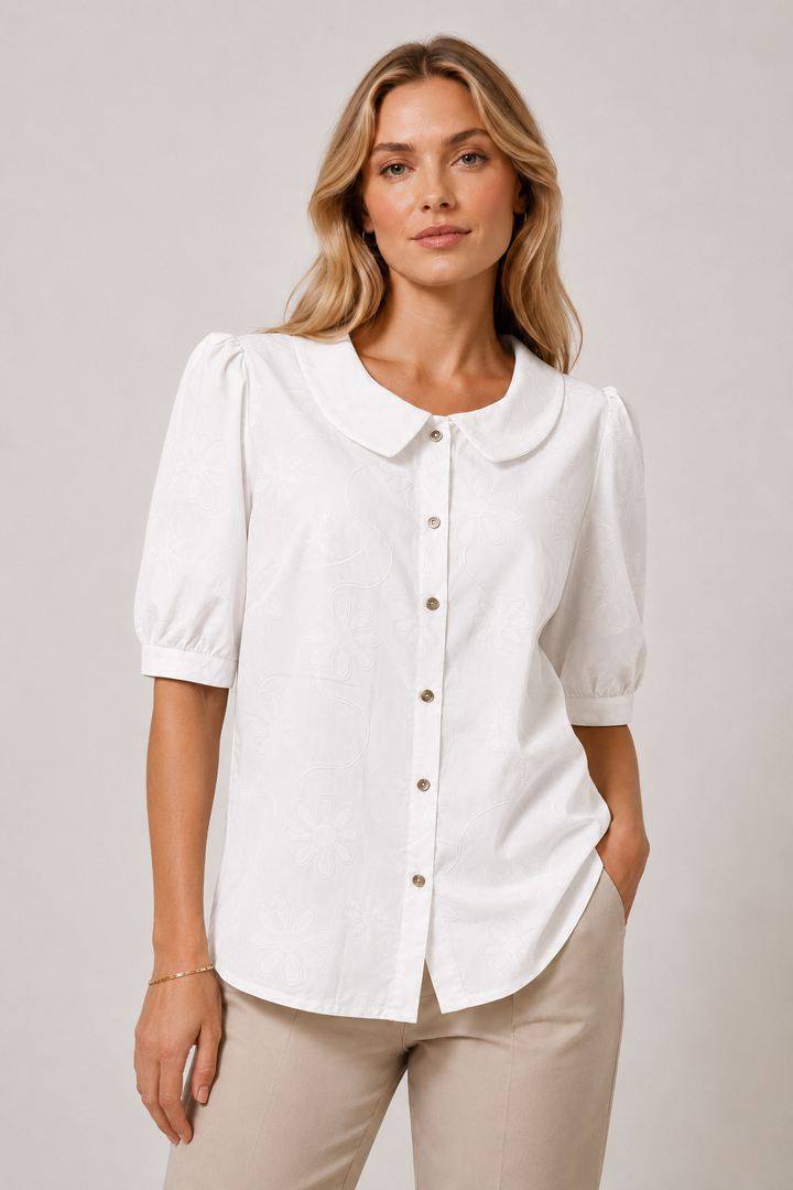 Blusa floreale con maniche 3/4