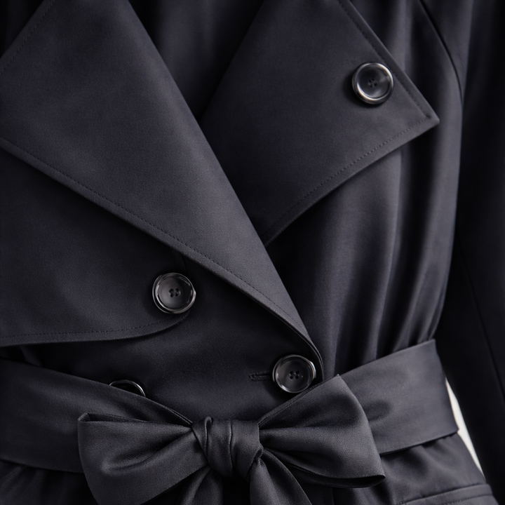 Trench con maniche lunghe, cintura e chiusura doppiopetto