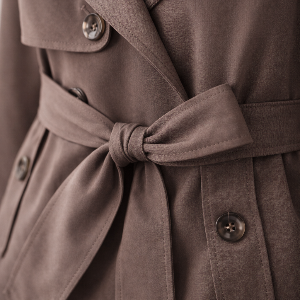 Trench con maniche lunghe, cintura e chiusura doppiopetto