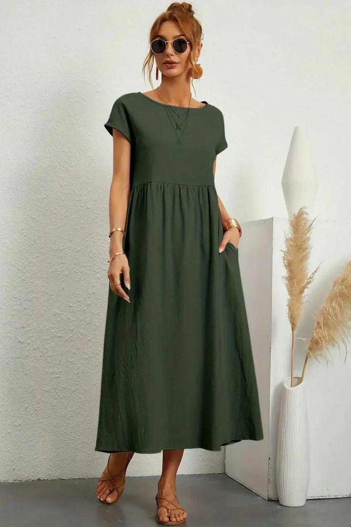 Renáta | Abito midi in cotone morbido con tasche