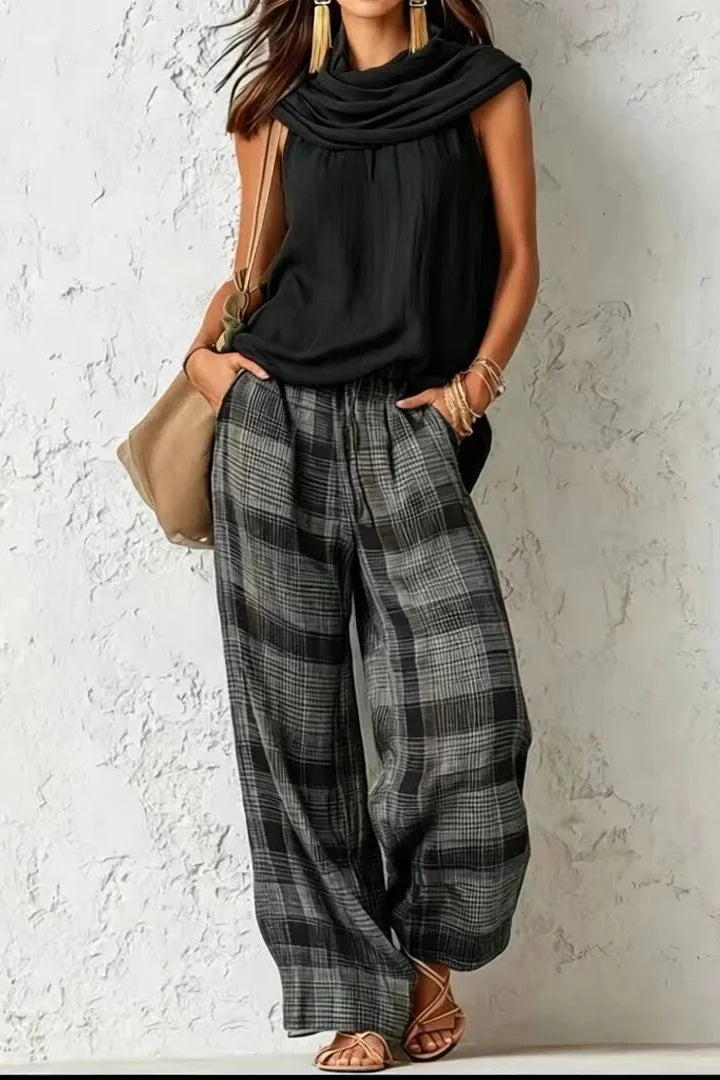 Completo casual a due pezzi con top morbido e pantaloni larghi