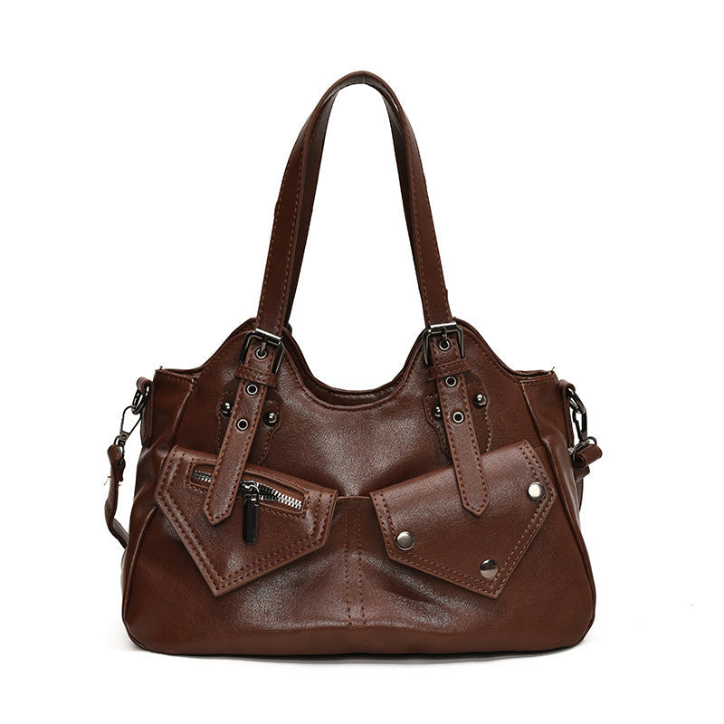 Borsa tote liscia con più tasche