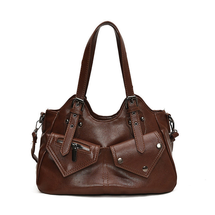 Borsa tote liscia con più tasche