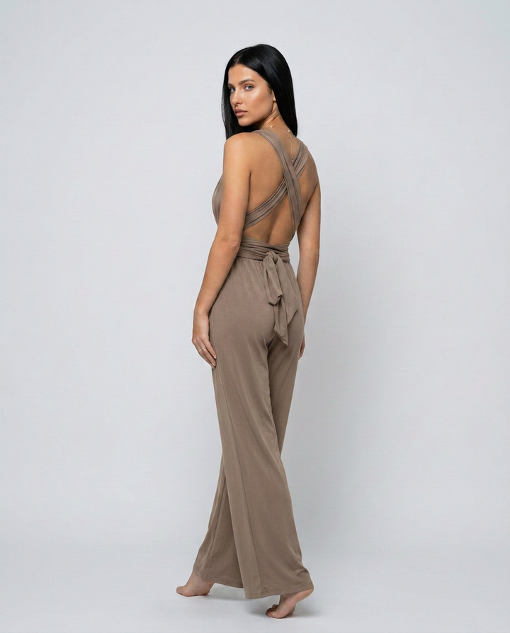 Paula | Tuta con pantaloni larghi e schiena incrociata
