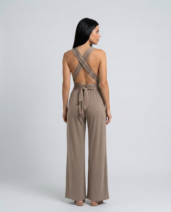Paula | Tuta con pantaloni larghi e schiena incrociata