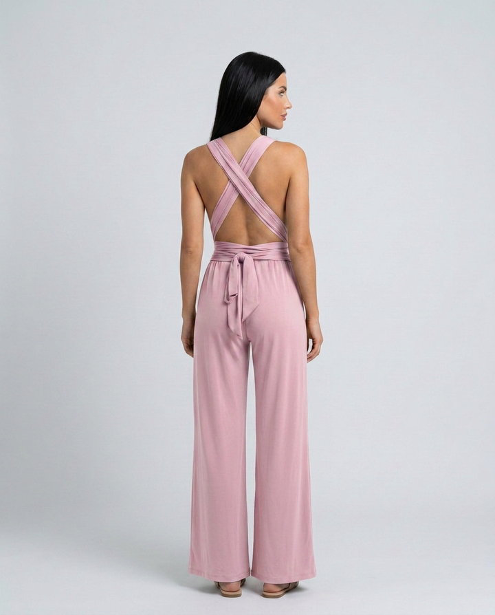 Paula | Tuta con pantaloni larghi e schiena incrociata