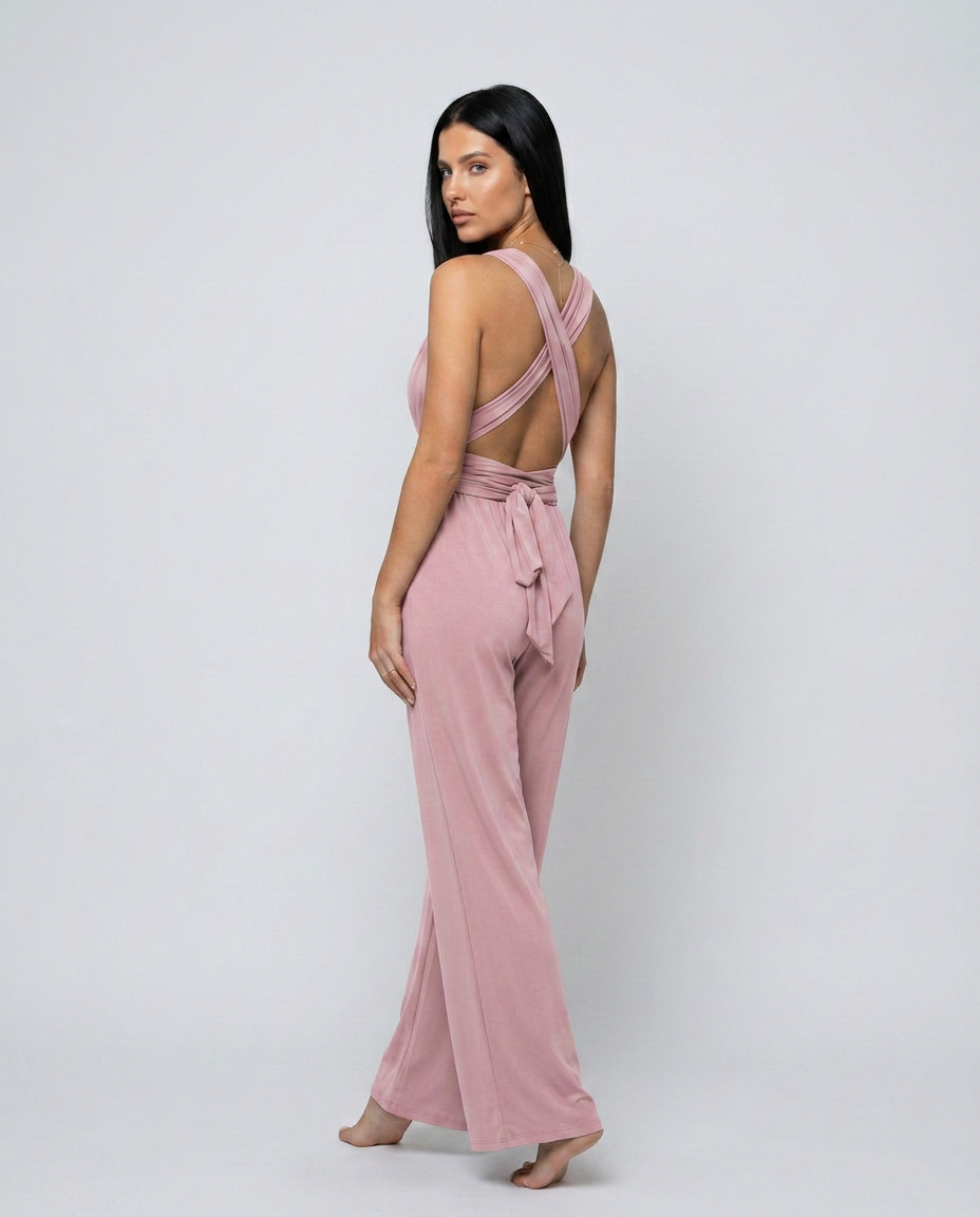 Paula | Tuta con pantaloni larghi e schiena incrociata