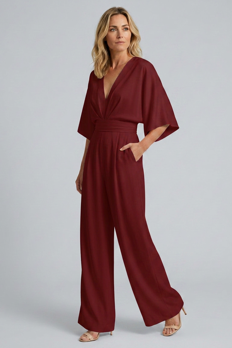 Albína | Tuta con pantaloni larghi e scollatura a V