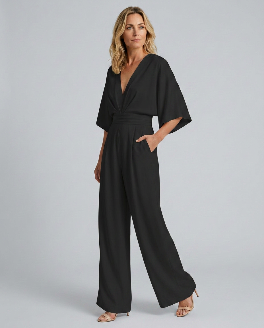 Albína | Tuta con pantaloni larghi e scollatura a V