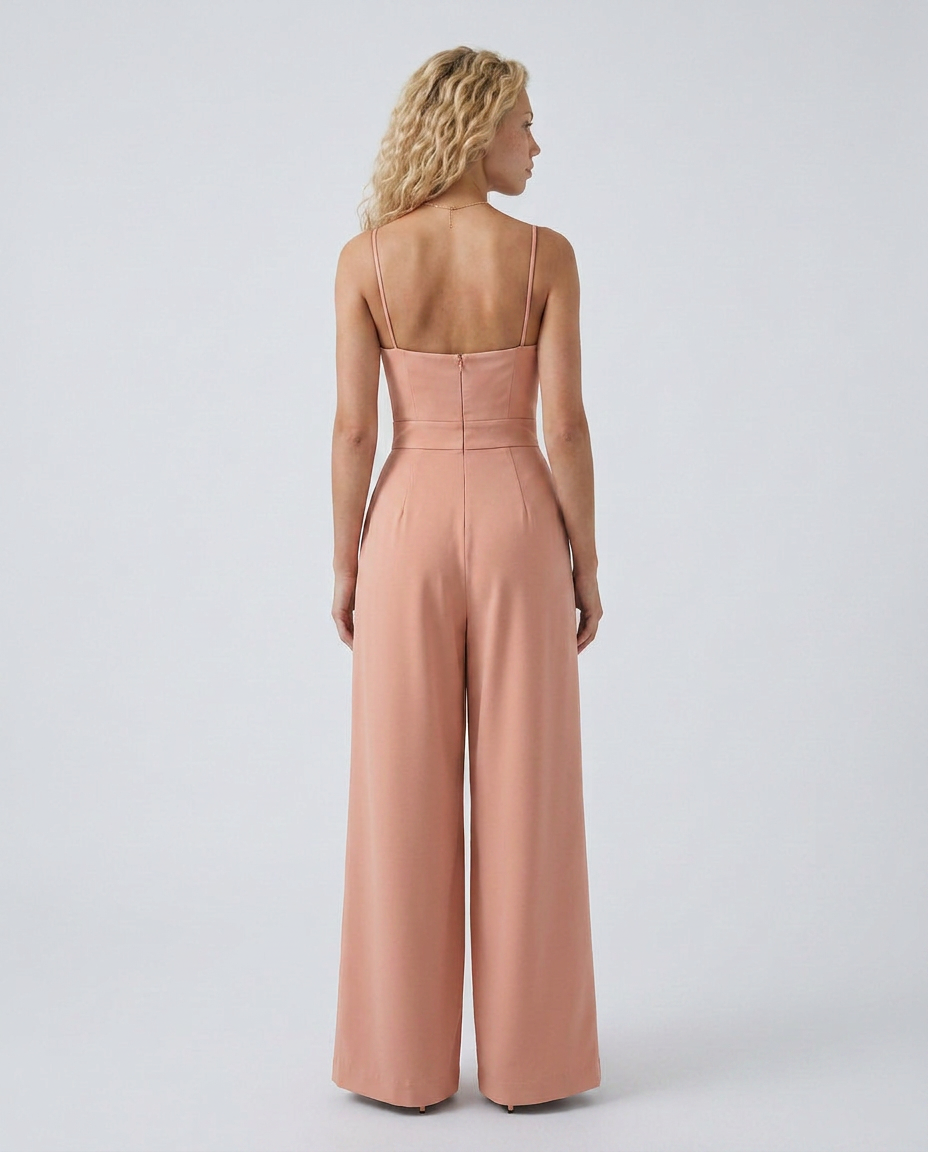 Stela | Tuta con pantaloni larghi e scollatura a cuore