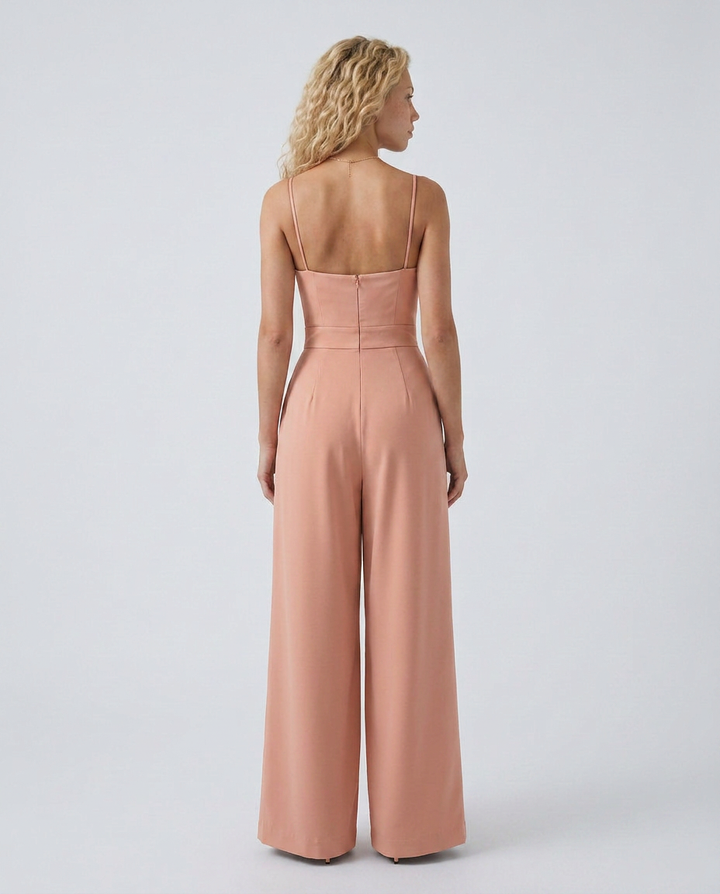 Stela | Tuta con pantaloni larghi e scollatura a cuore