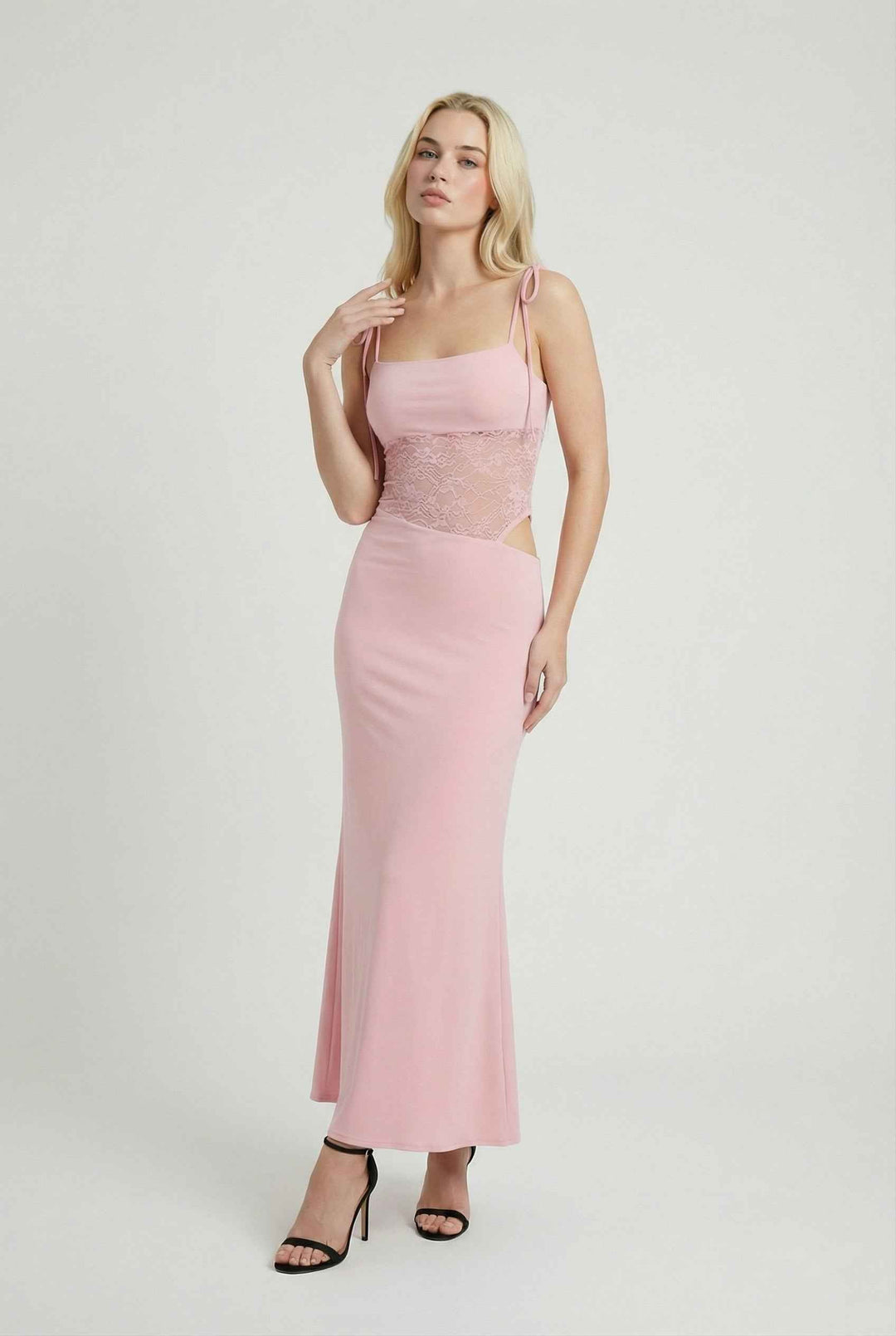 Nina | Maxi vestito rosa romantico senza maniche