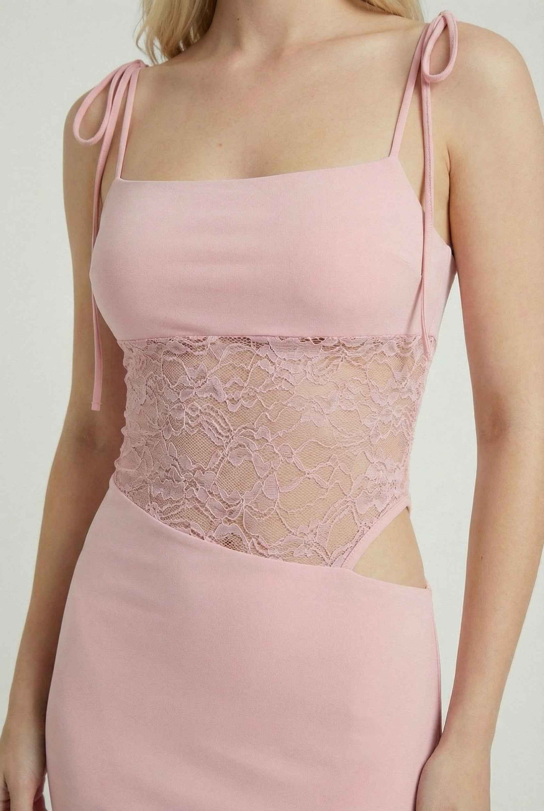 Nina | Abito maxi rosa romantico senza maniche