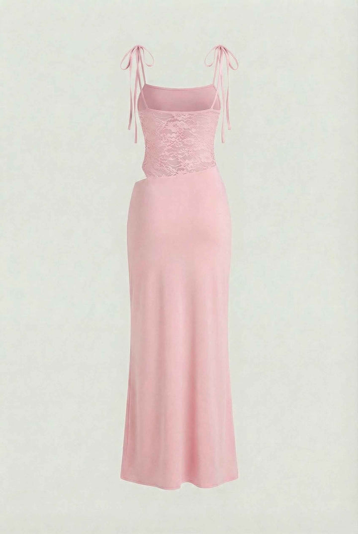 Nina | Maxi vestito rosa romantico senza maniche