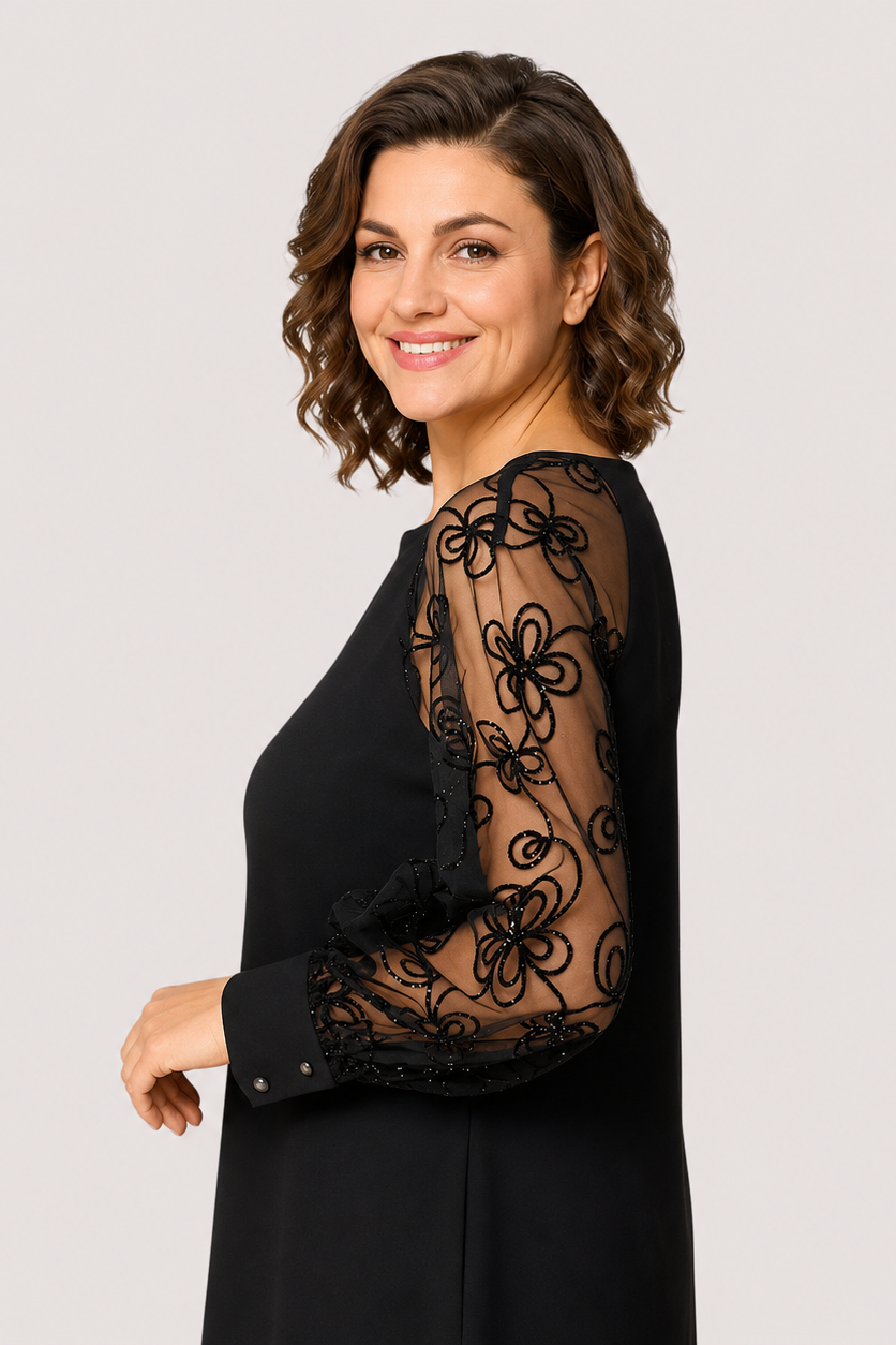 Rastislava | Abito elegante nero con maniche leggere