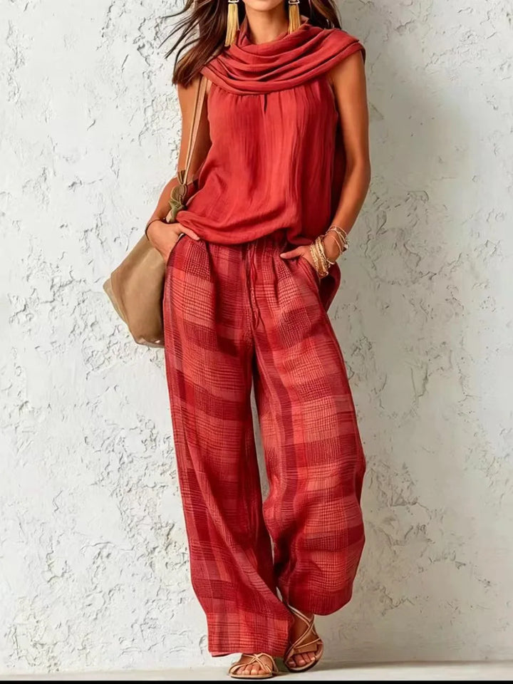Completo casual a due pezzi con top morbido e pantaloni larghi