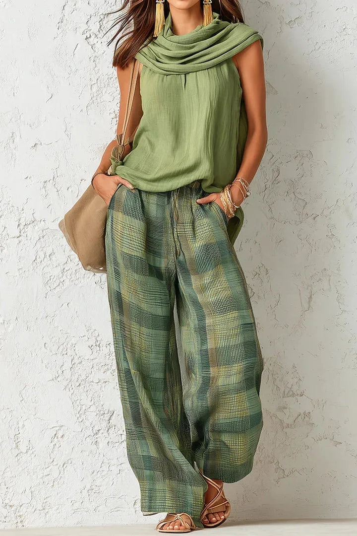Completo casual a due pezzi con top morbido e pantaloni larghi