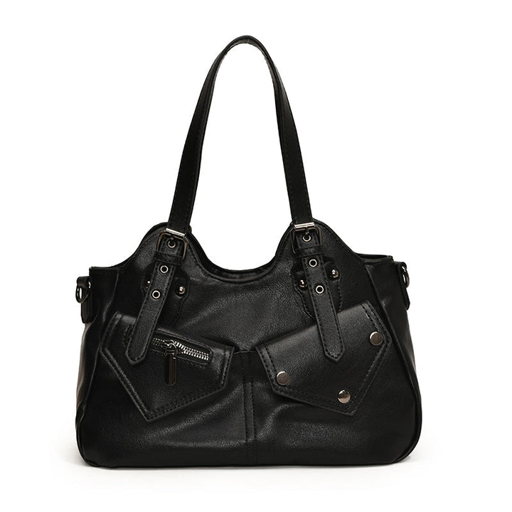 Borsa tote liscia con più tasche