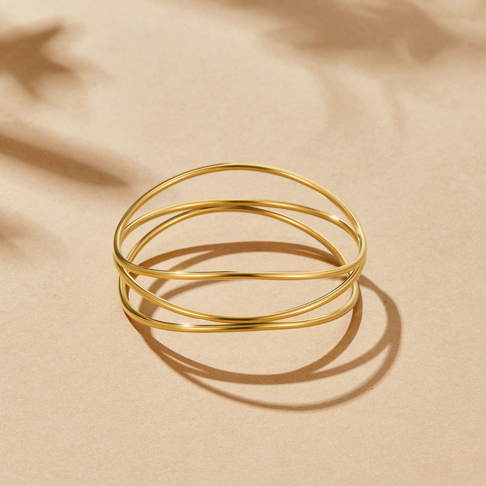 Bracciale rigido dorato a strati Sabrina