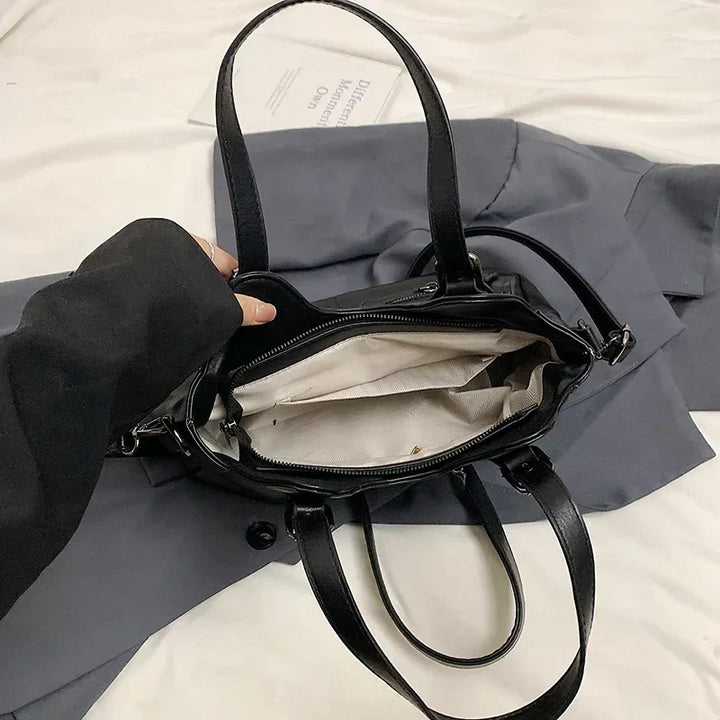 Borsa tote liscia con più tasche