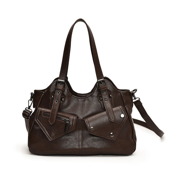 Borsa tote liscia con più tasche