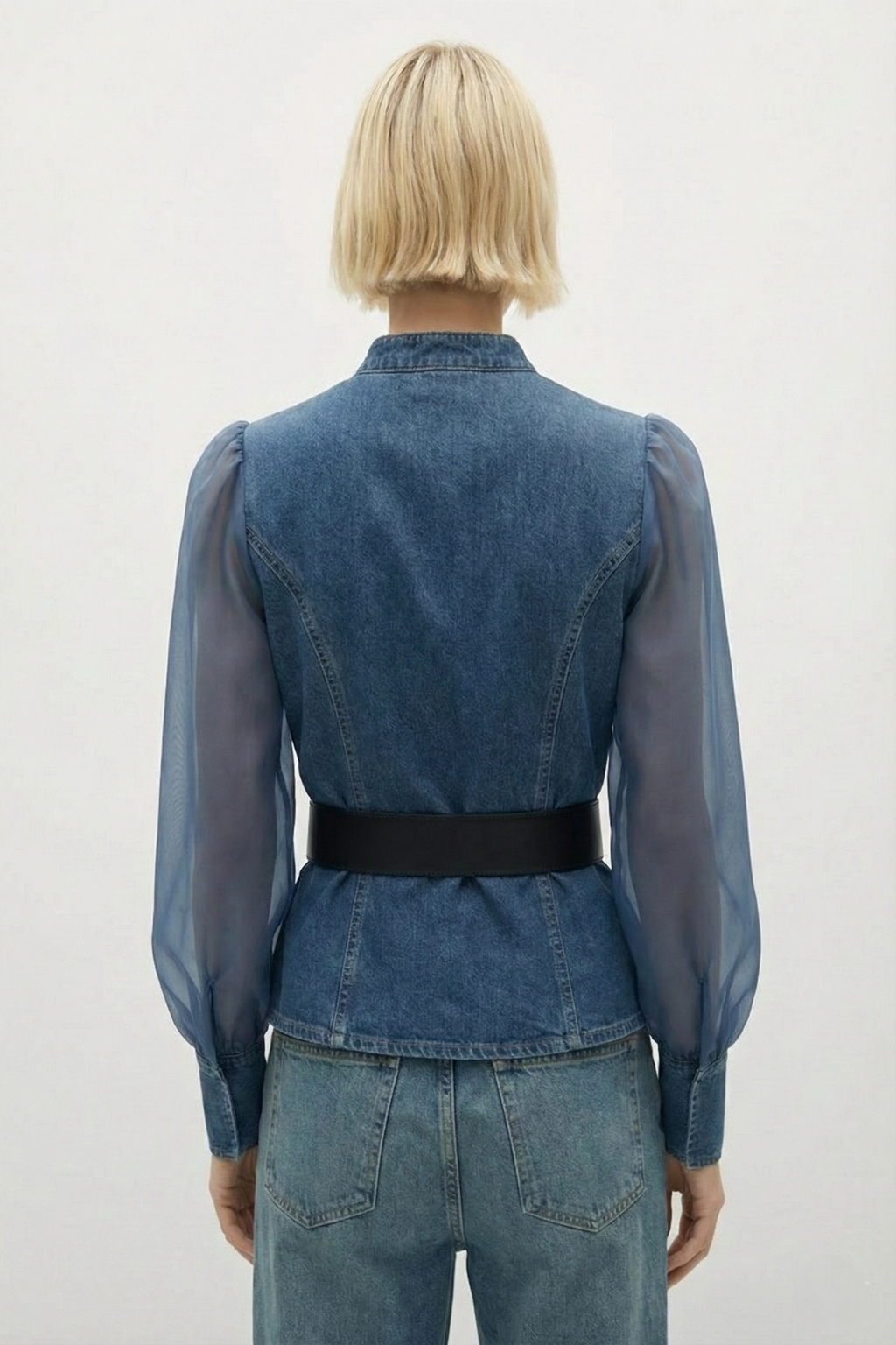 Silvia | Top casual con maniche trasparenti