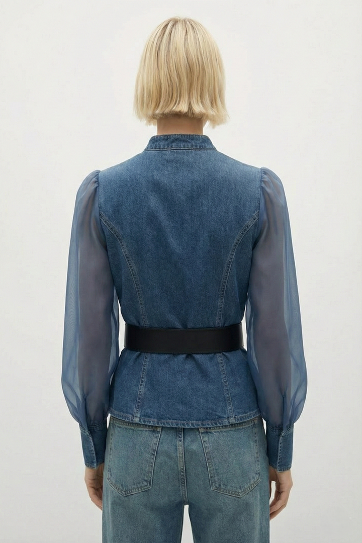 Silvia | Top casual con maniche trasparenti