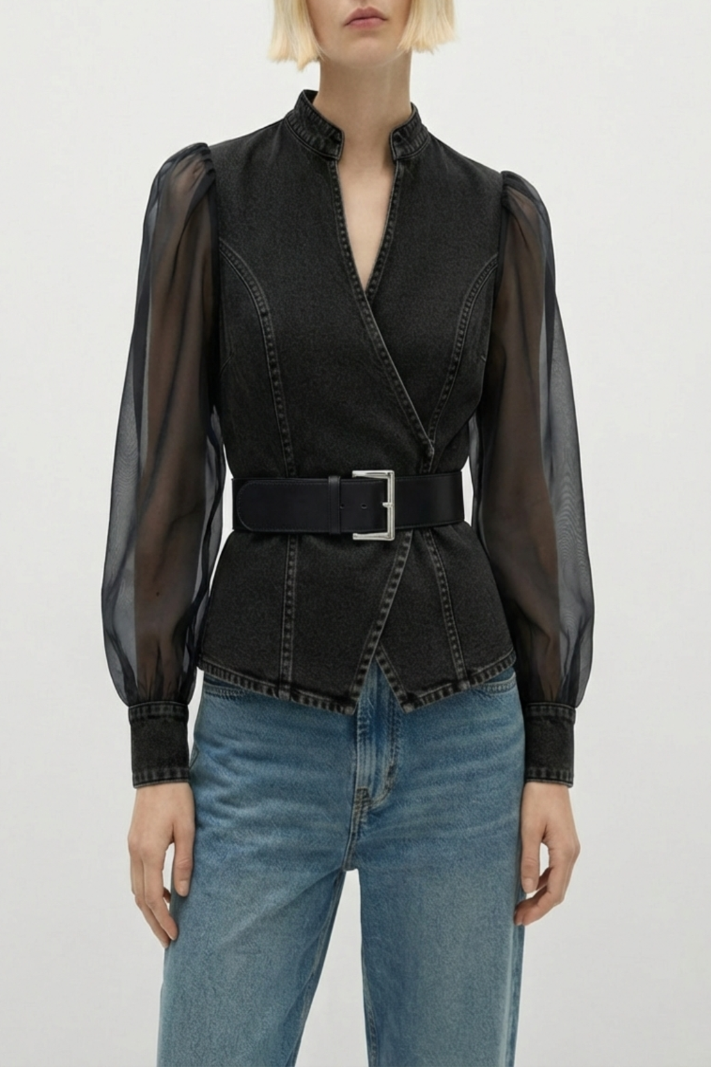 Silvia | Top casual con maniche trasparenti