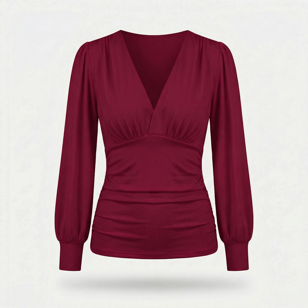 Blusa aderente con texture e scollatura a V