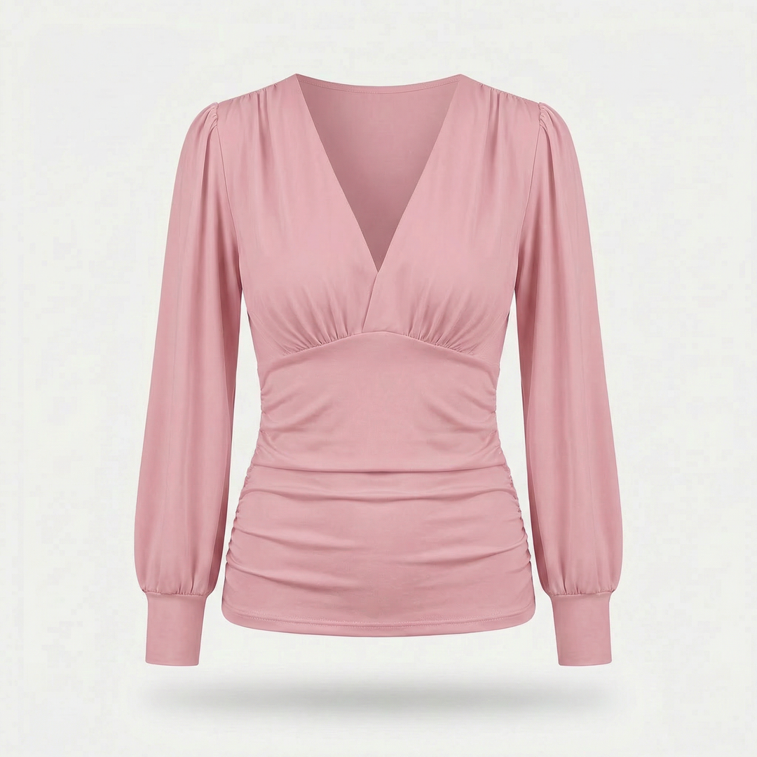 Blusa aderente con texture e scollatura a V